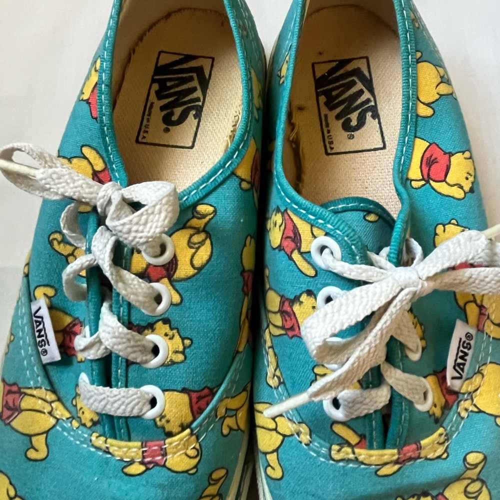 RARE Vintage Vans x Disney Teal Winnie the Pooh Sneakers - Men’s 8.5 Women’s 10 - Picture 5 of 16